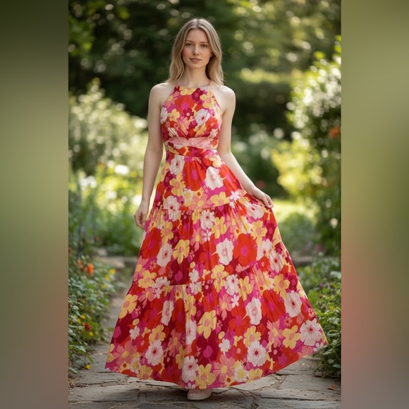 MIKA & GALA Dresses & Skirts - MIKA & GALA  Floral Pink and Red women’s Dress